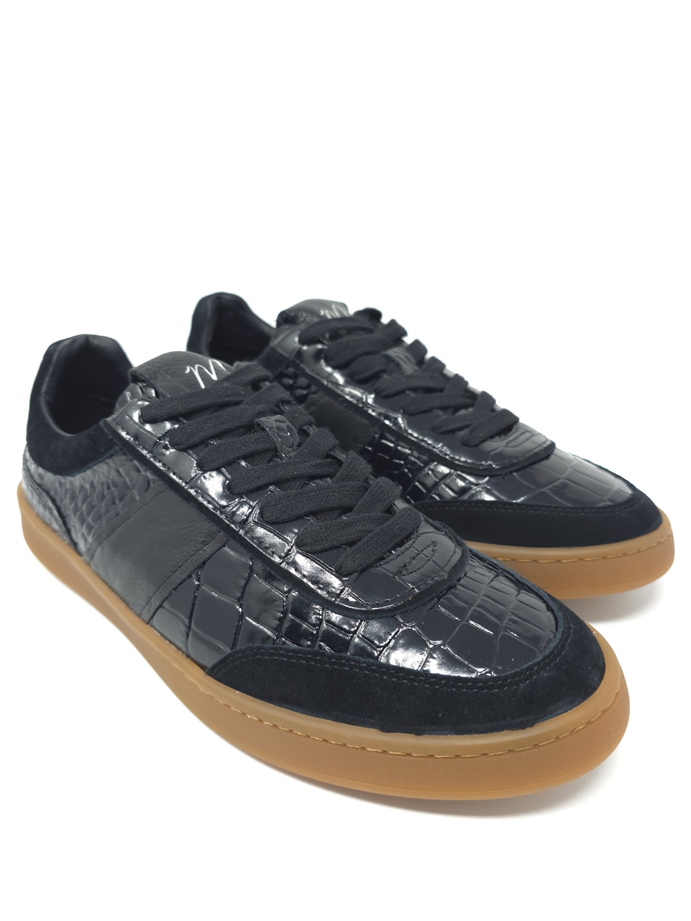 Matisse "Quincy" Black Embossed Croc 🐊 Leather Sneakers Gum Sole Sz 10